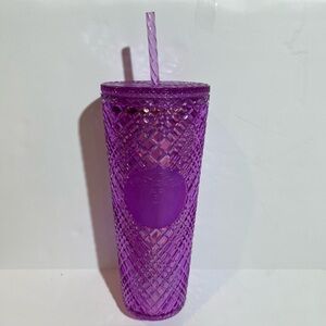 Starbucks 2021 24 Fl oz Pink Purple iridescent grid tumbler